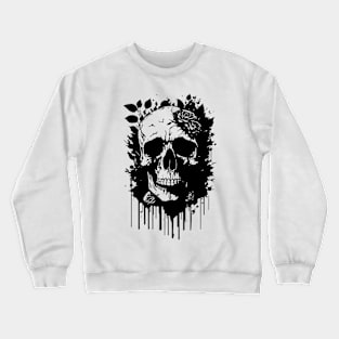 black skull with roses Crewneck Sweatshirt